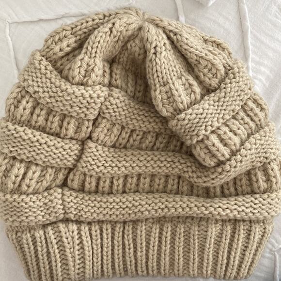 C.C Exclusives Cream Thick Soft Knit Beanie - Picture 2 of 3